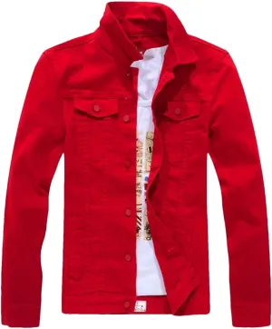 Men's Spring Denim Jacket Classic Slim Fit Casual Outerwear Long-Sleeved Trucker Denim Coats