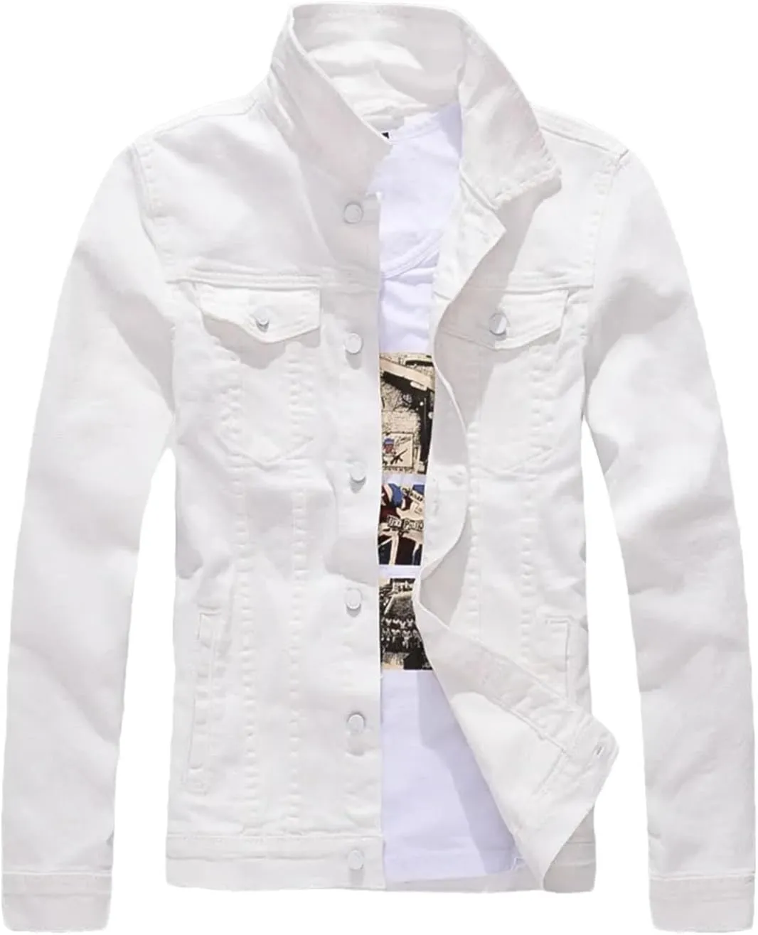 Men's Spring Denim Jacket Classic Slim Fit Casual Outerwear Long-Sleeved Trucker Denim Coats