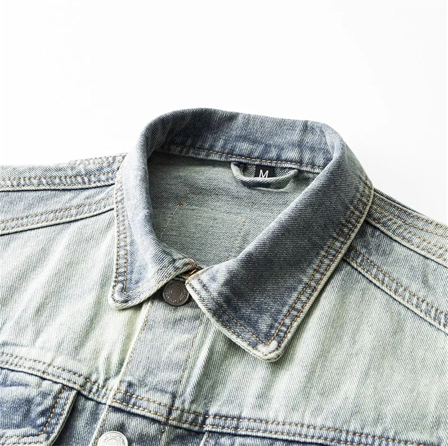 Men's Spring Fall Vintage Denim Jacket - Fashion Motorcycle Coat Trucker Slim Fit Casual Outerwear