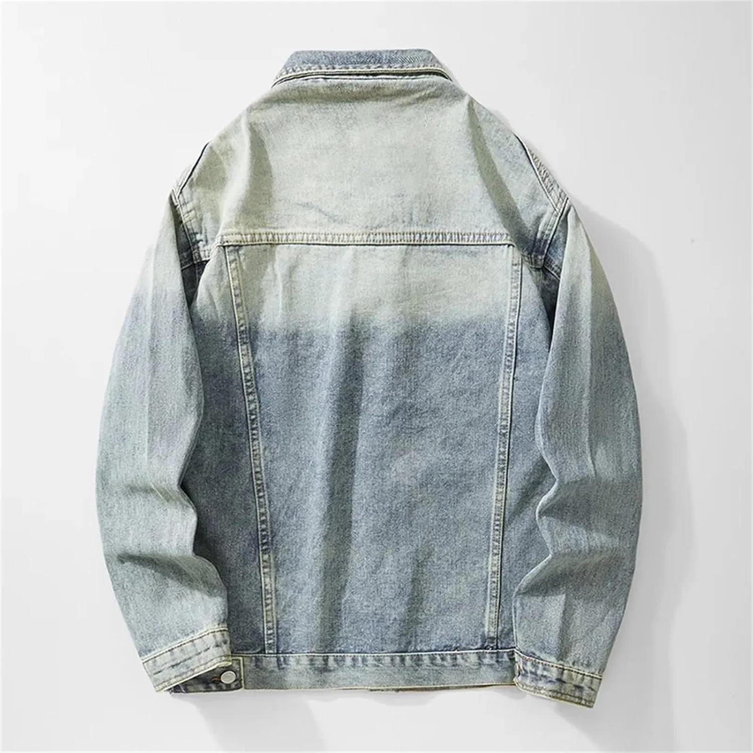 Men's Spring Fall Vintage Denim Jacket - Fashion Motorcycle Coat Trucker Slim Fit Casual Outerwear