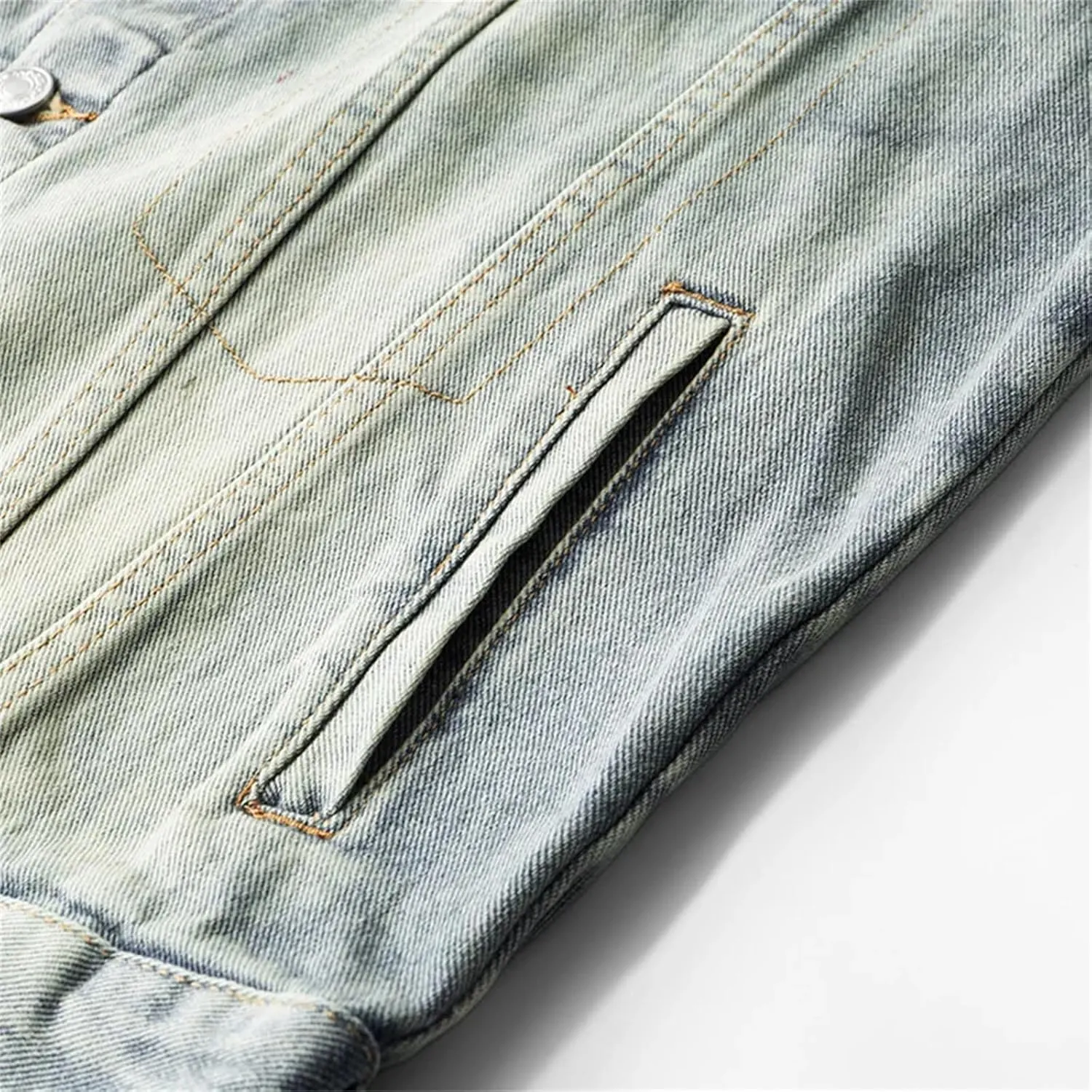 Men's Spring Fall Vintage Denim Jacket - Fashion Motorcycle Coat Trucker Slim Fit Casual Outerwear