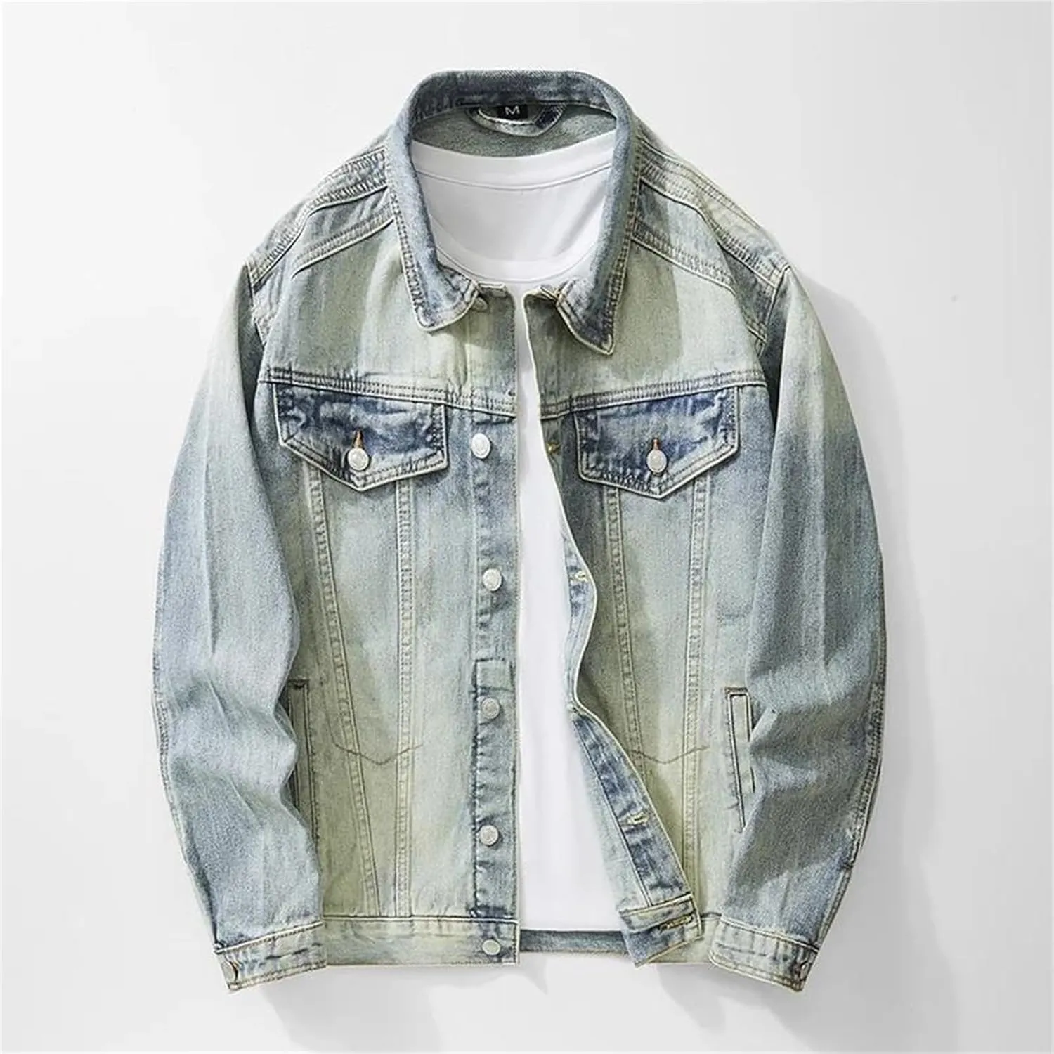 Men's Spring Fall Vintage Denim Jacket - Fashion Motorcycle Coat Trucker Slim Fit Casual Outerwear