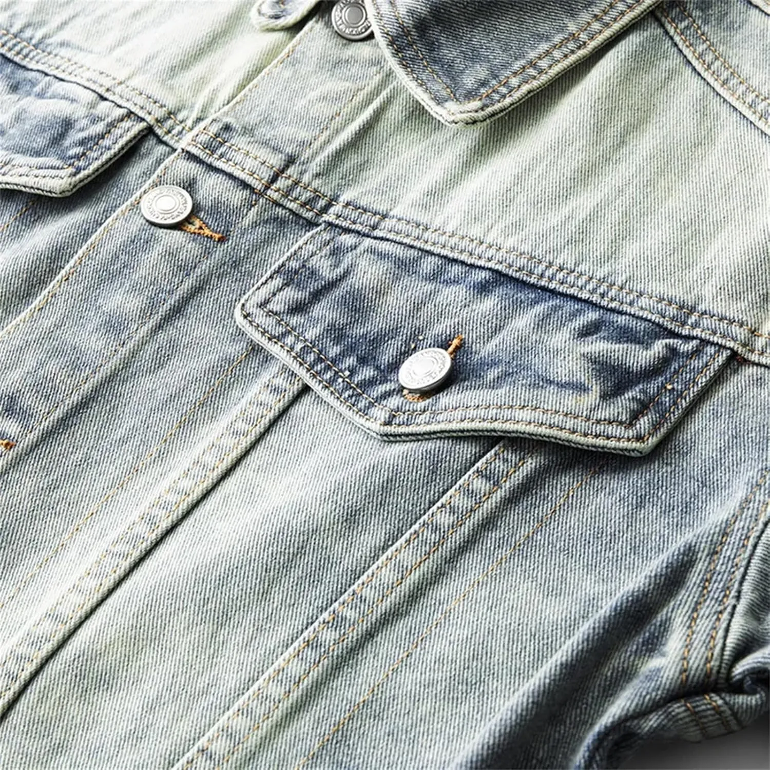 Men's Spring Fall Vintage Denim Jacket - Fashion Motorcycle Coat Trucker Slim Fit Casual Outerwear
