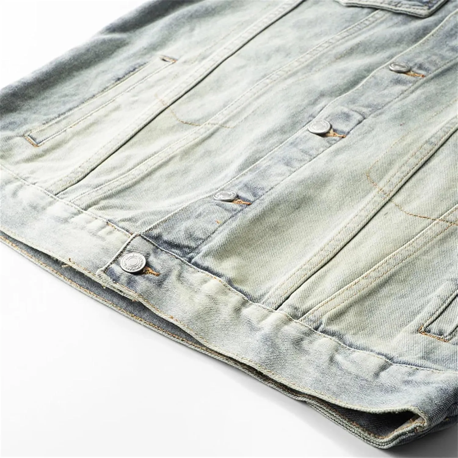 Men's Spring Fall Vintage Denim Jacket - Fashion Motorcycle Coat Trucker Slim Fit Casual Outerwear