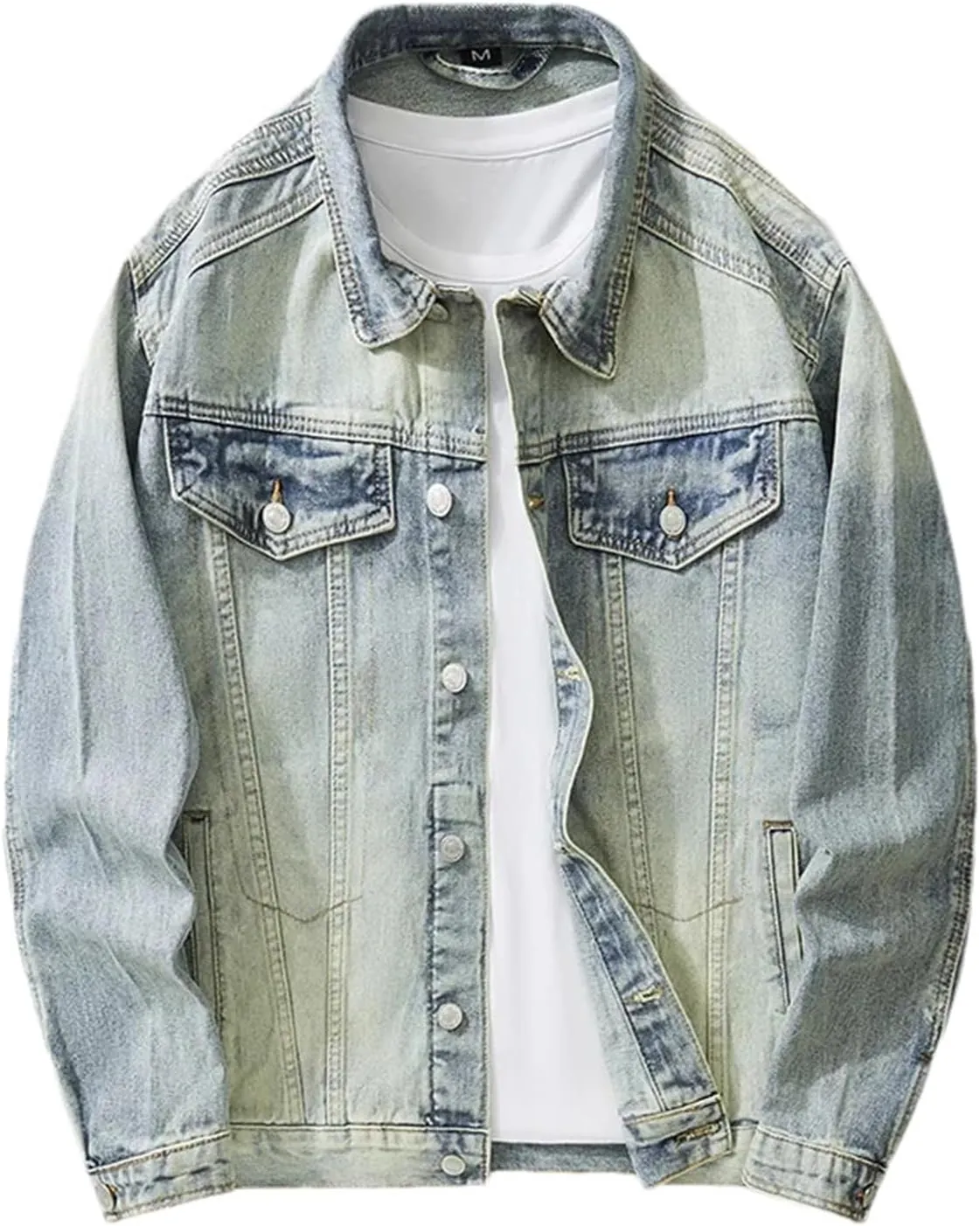 Men's Spring Fall Vintage Denim Jacket - Fashion Motorcycle Coat Trucker Slim Fit Casual Outerwear