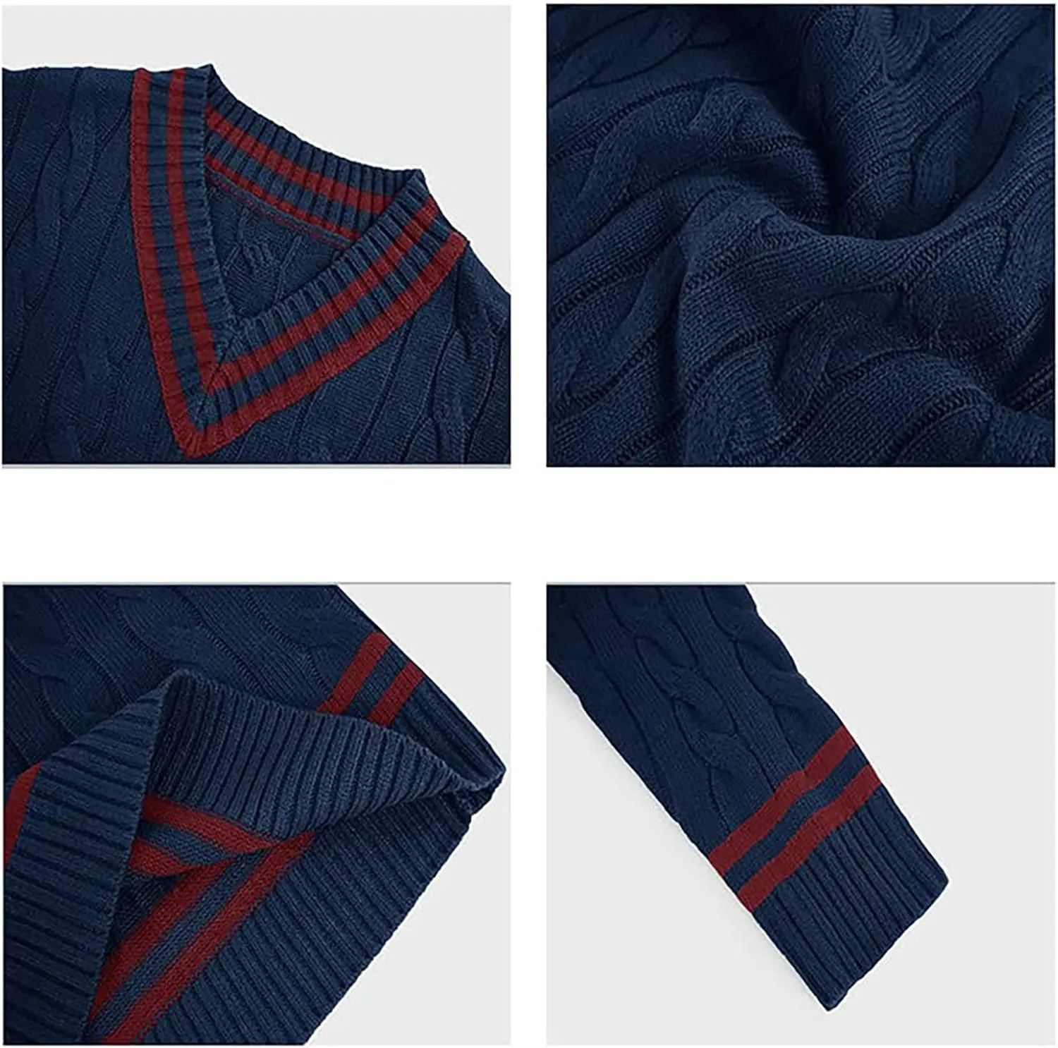 Men's Striped Colorblock Knit Sweater V-Neck Sweater Spring and Autumn Long Sleeve Striped Business Sweater Men's Gift