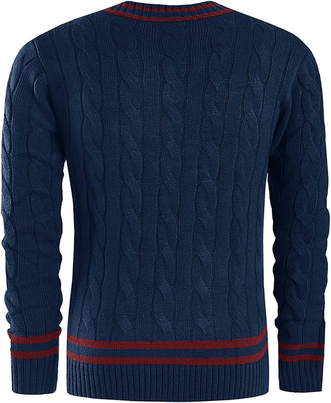 Men's Striped Colorblock Knit Sweater V-Neck Sweater Spring and Autumn Long Sleeve Striped Business Sweater Men's Gift