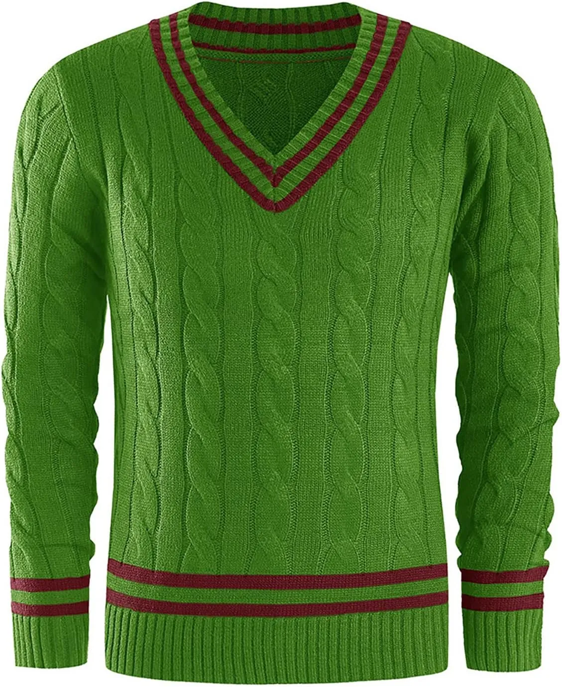 Men's Striped Colorblock Knit Sweater V-Neck Sweater Spring and Autumn Long Sleeve Striped Business Sweater Men's Gift
