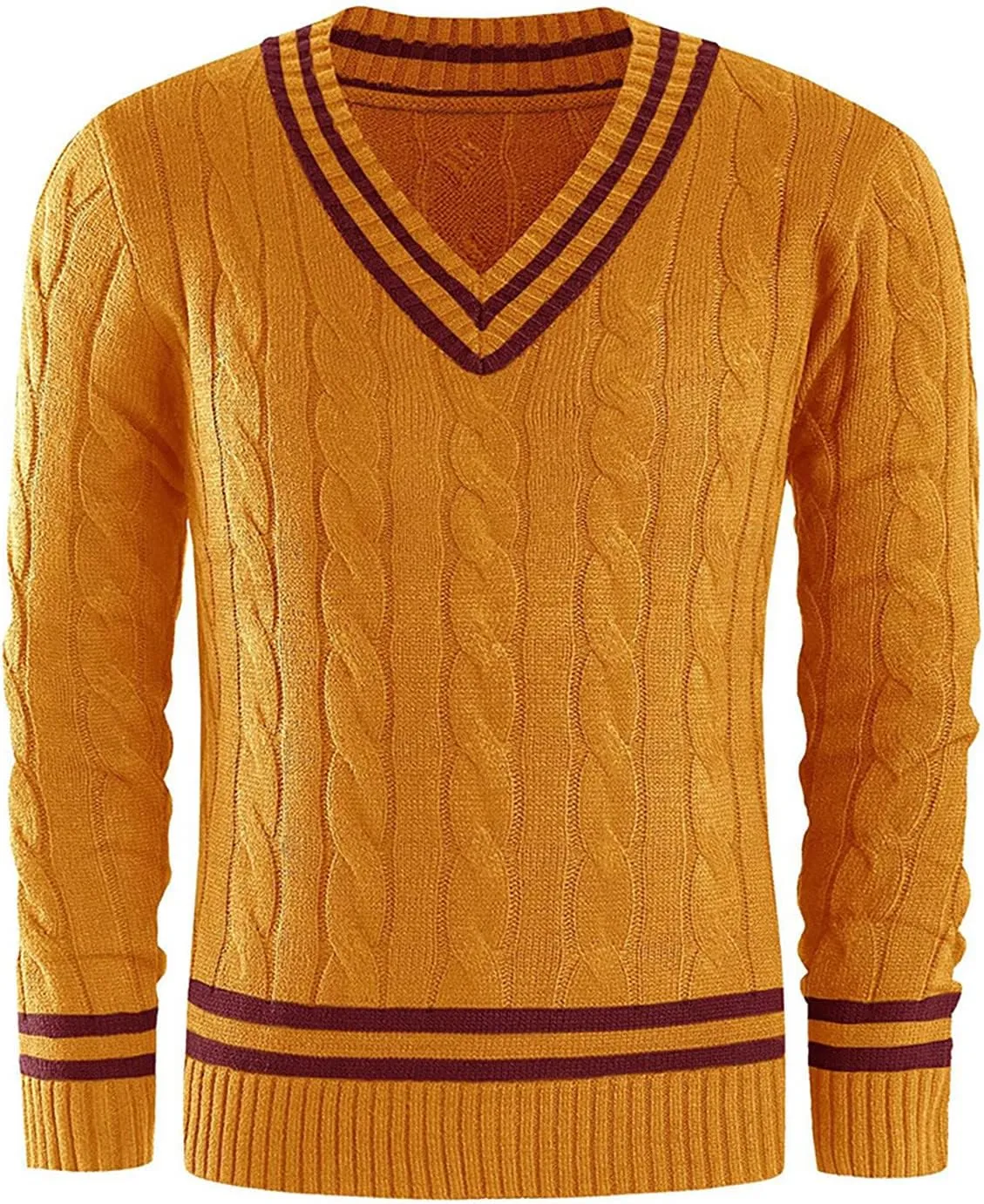 Men's Striped Colorblock Knit Sweater V-Neck Sweater Spring and Autumn Long Sleeve Striped Business Sweater Men's Gift