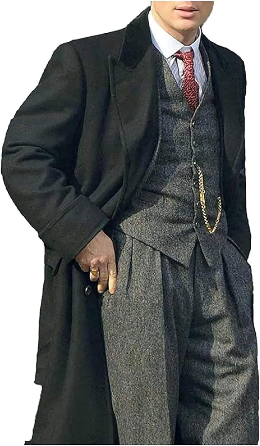 Men's Thomas Shelby Peaky Blinders Cillian Murphy Costume Wool Long Coat Overcoat