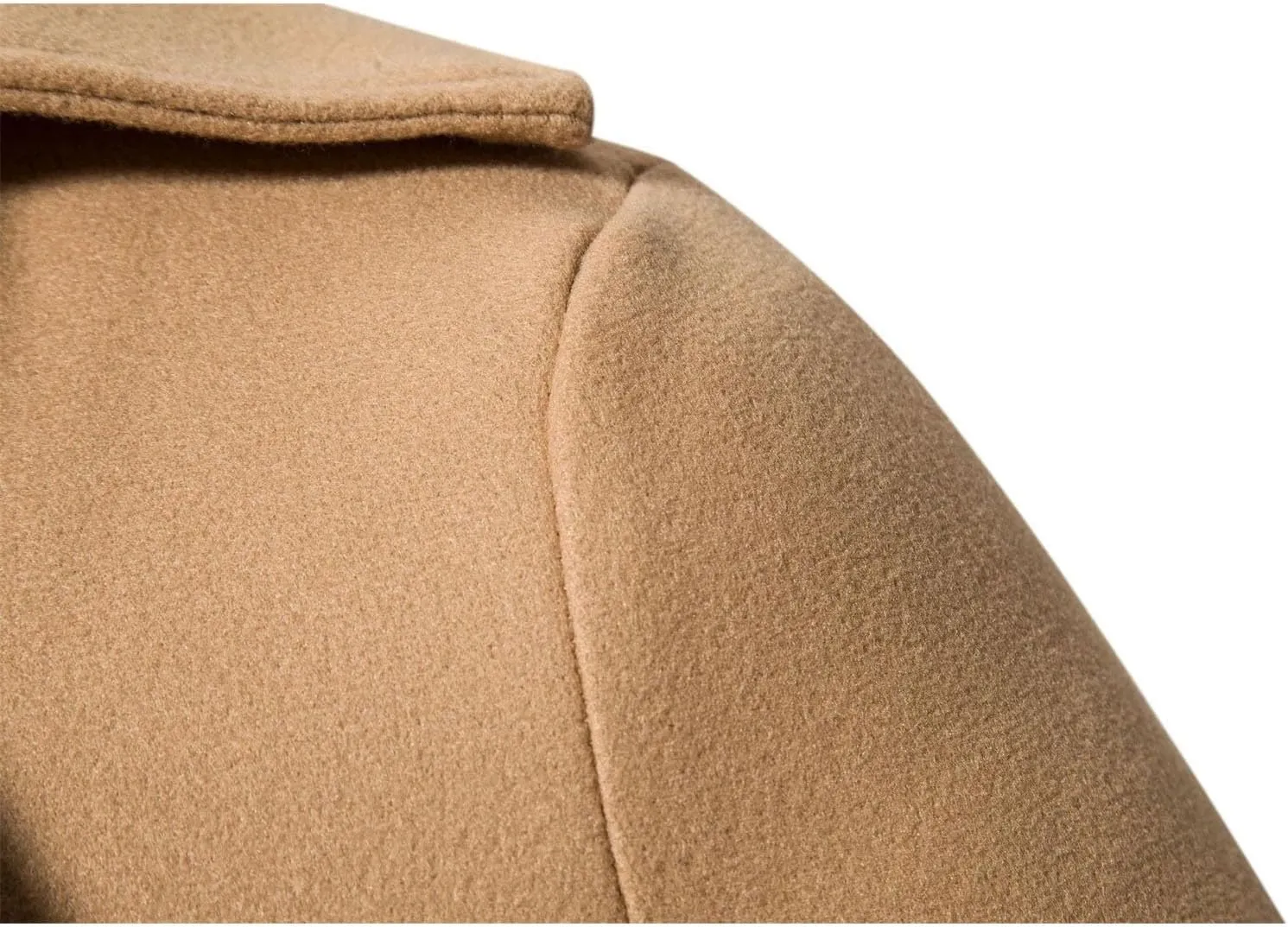Men's Trench Coat Fashion Easy Notch Lapel Business Casual Fleece Jacket Solid Long Pea Coat Windbreaker Overcoat