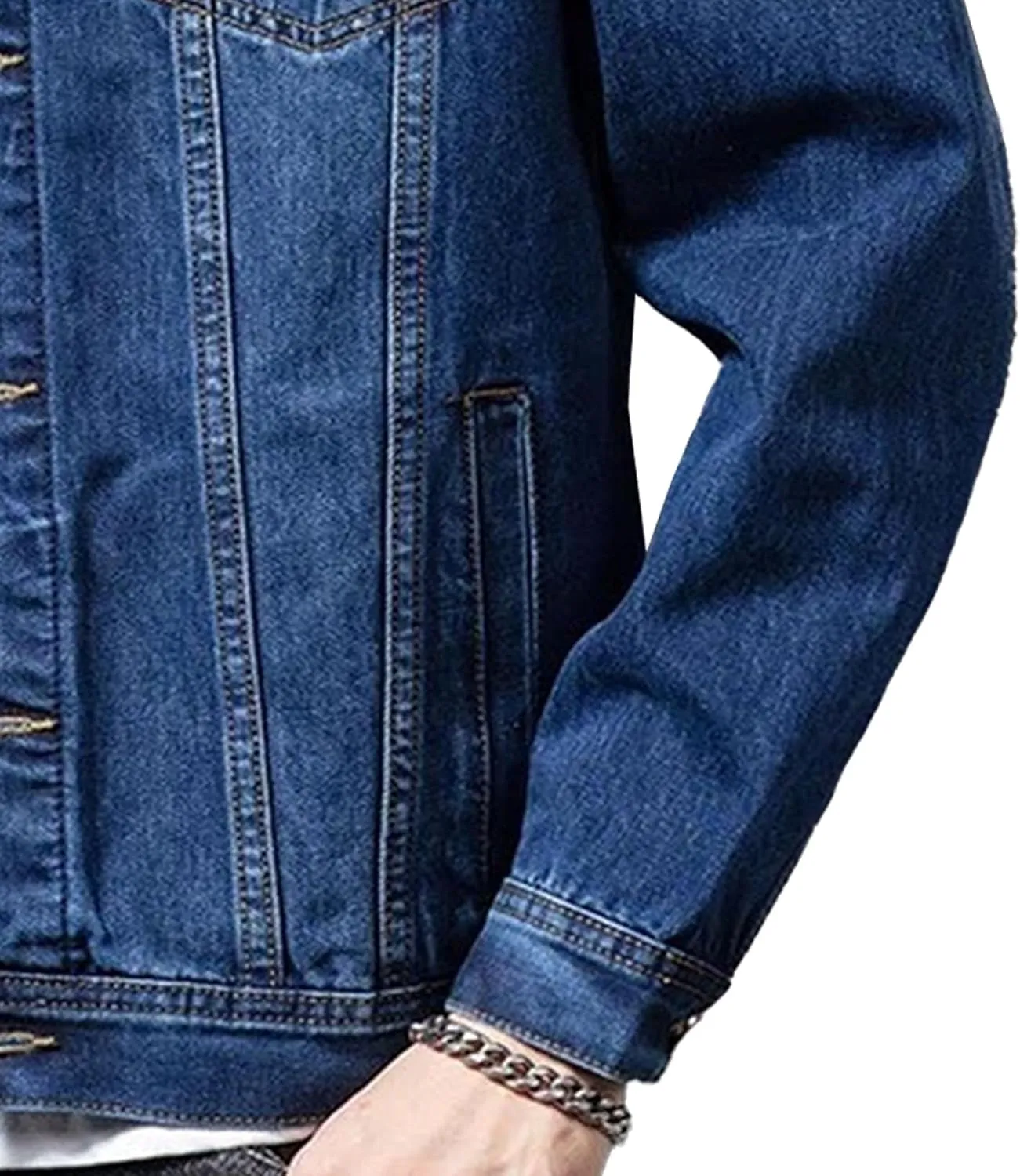Men's Trendy Single Breasted Denim Jacket Button Down Cowboy Coat Classic Trucker Style Cozy Casual Outerwear