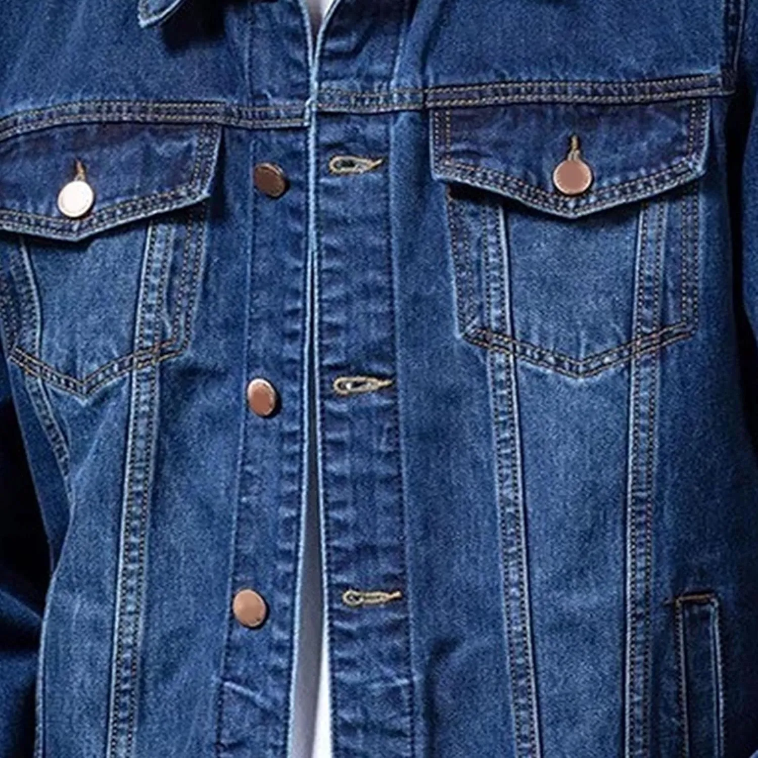 Men's Trendy Single Breasted Denim Jacket Button Down Cowboy Coat Classic Trucker Style Cozy Casual Outerwear
