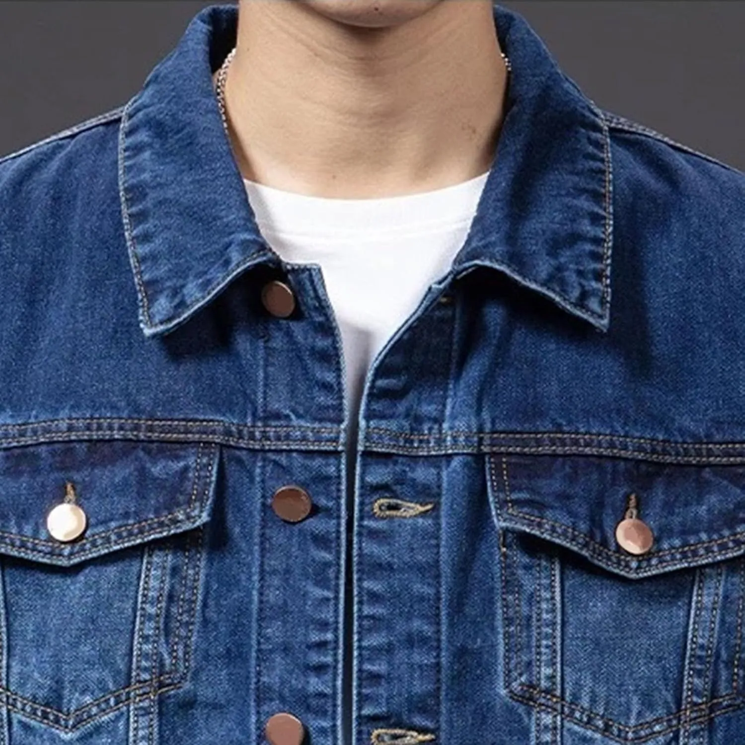 Men's Trendy Single Breasted Denim Jacket Button Down Cowboy Coat Classic Trucker Style Cozy Casual Outerwear