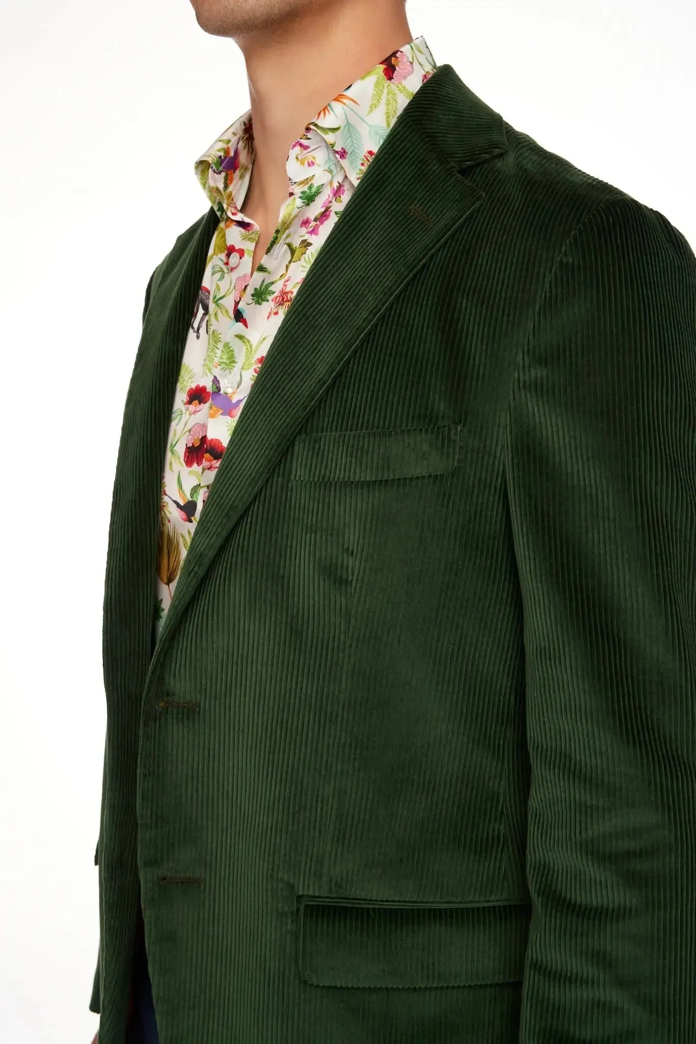Men's Unconstructed Cotton Corduroy Jacket In Bottle Green