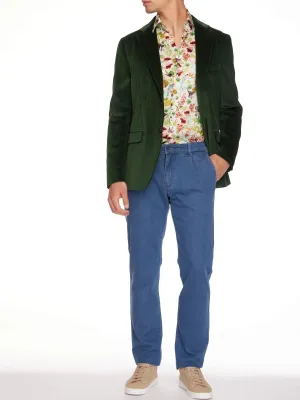 Men's Unconstructed Cotton Corduroy Jacket In Bottle Green