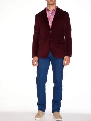 Men's Unconstructed Cotton Corduroy Jacket In Burgundy