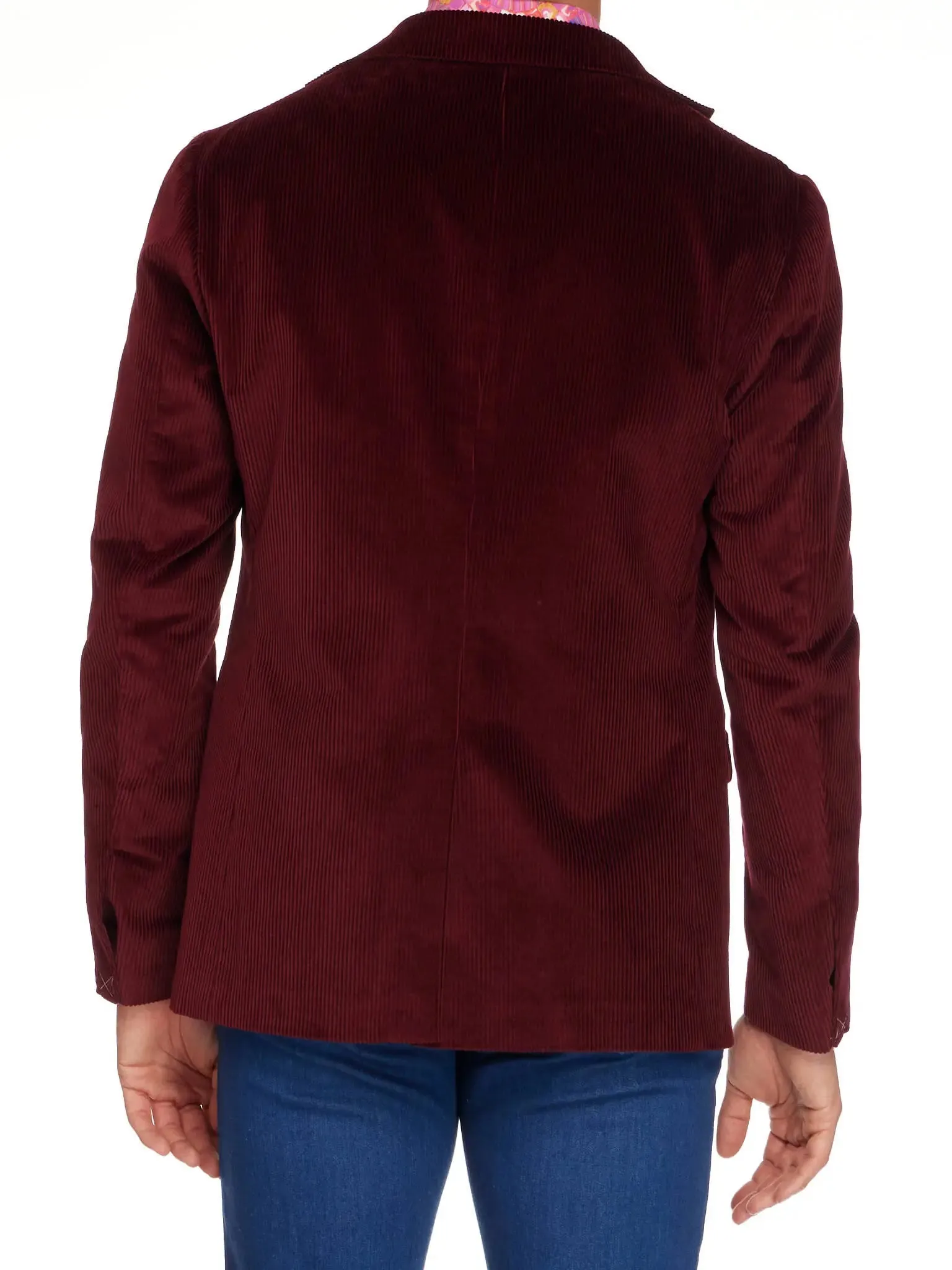 Men's Unconstructed Cotton Corduroy Jacket In Burgundy