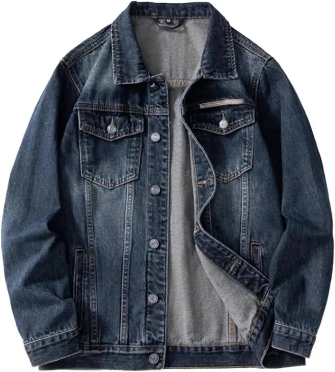 Men's Vintage Loose Casual Denim Jacket Workwear Tops For Casual Clothing Trucker Slim Fit Casual Outerwear