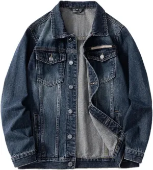 Men's Vintage Loose Casual Denim Jacket Workwear Tops For Casual Clothing Trucker Slim Fit Casual Outerwear
