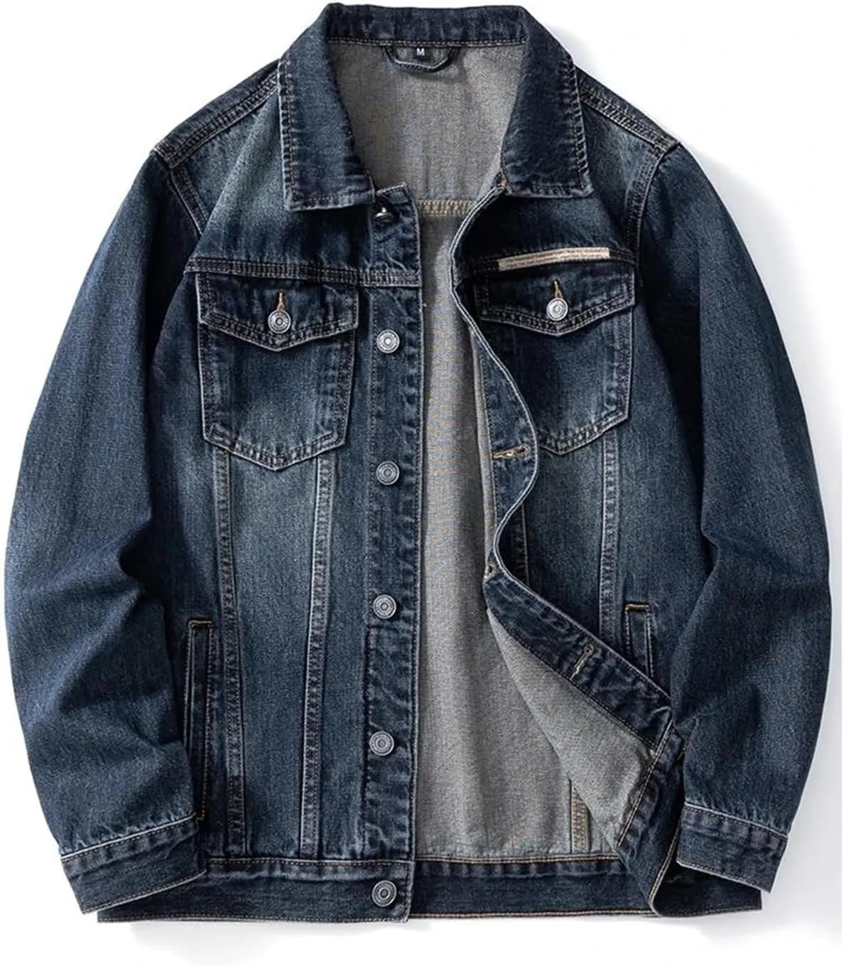 Men's Vintage Loose Casual Denim Jacket Workwear Tops For Casual Clothing Trucker Slim Fit Casual Outerwear