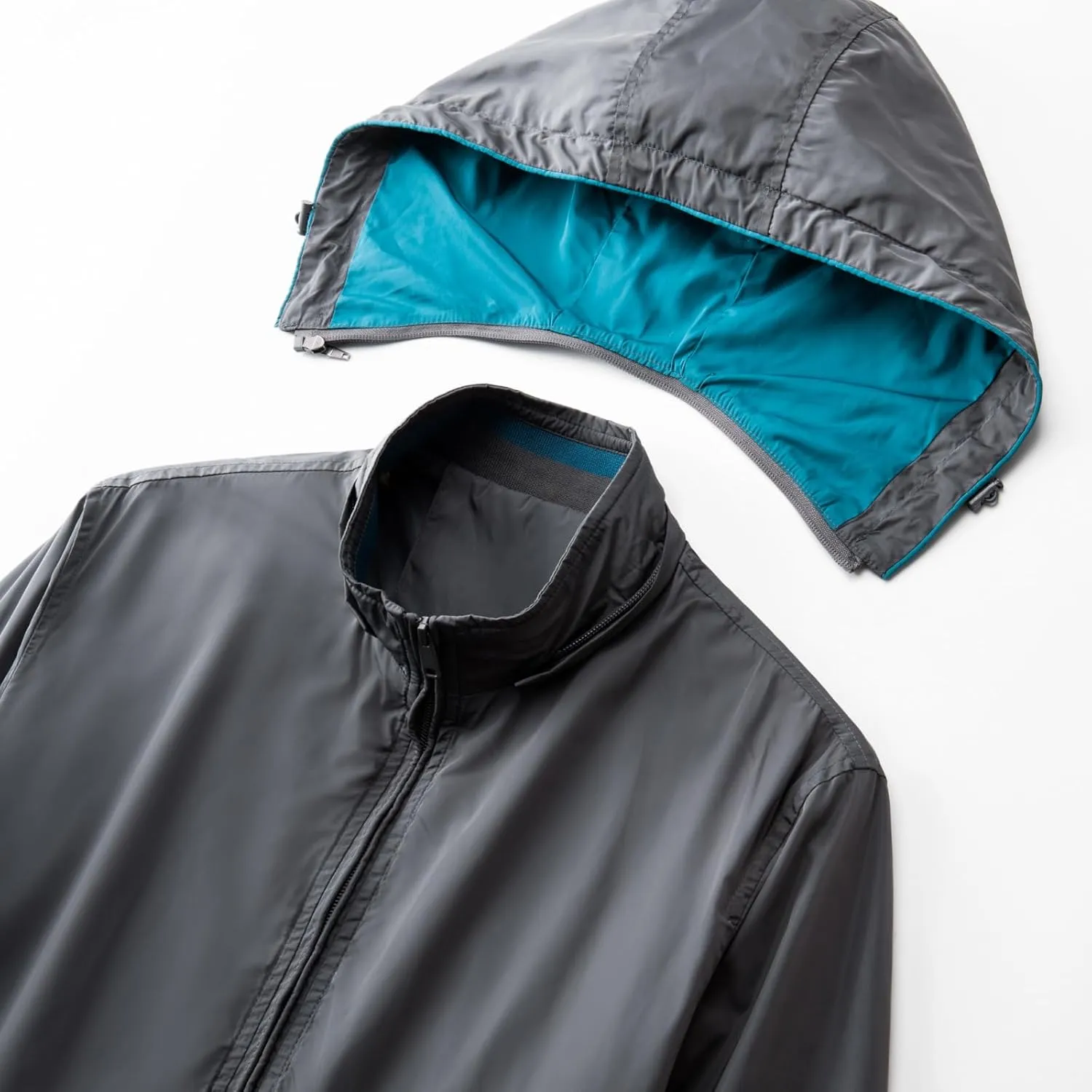 Mens Waterproof Rain Jacket Hooded Full Zip Trucker Jackets Regular Windprrof Raincoat Casual Outerwear for Men