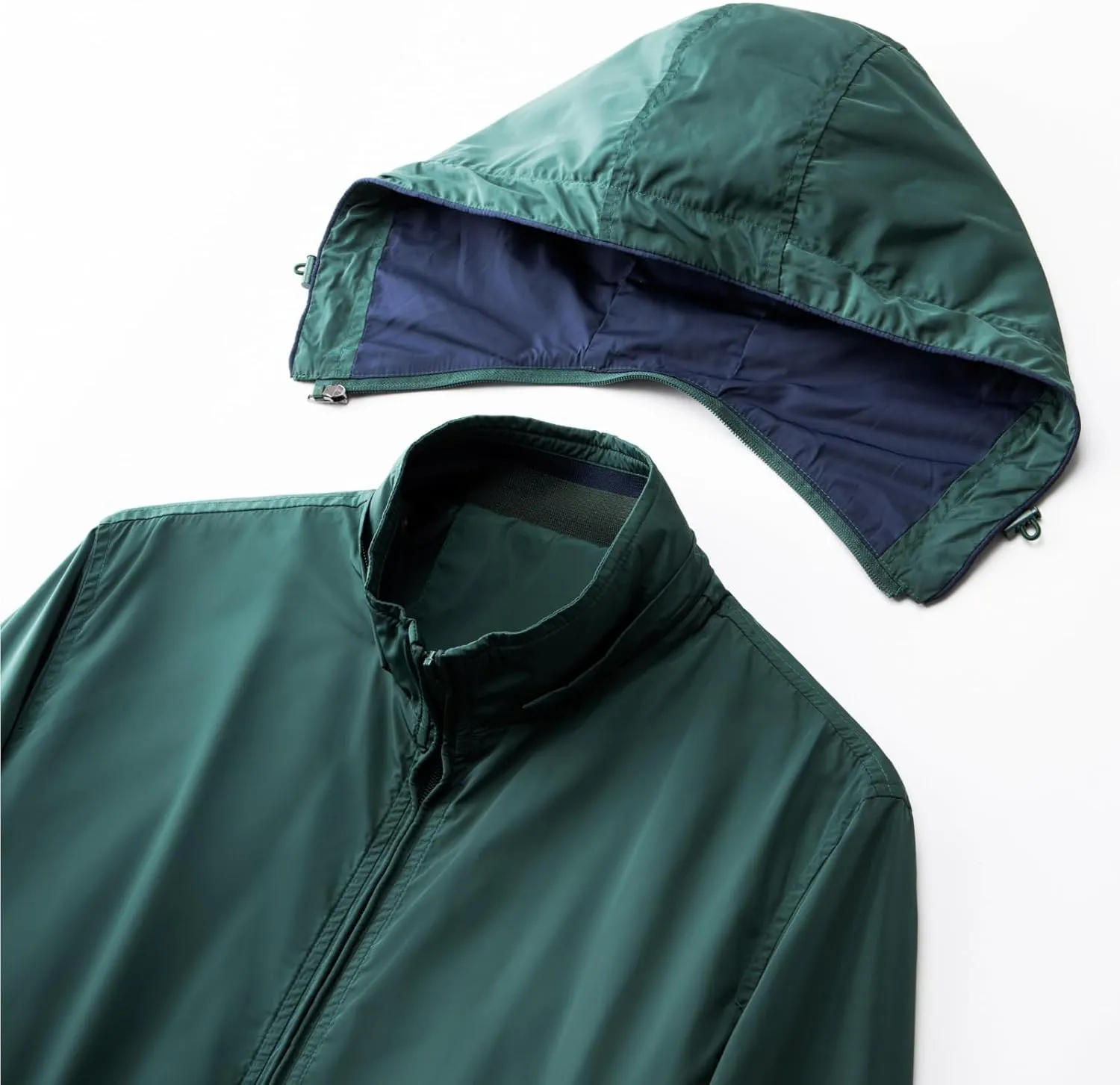 Mens Waterproof Rain Jacket Hooded Full Zip Trucker Jackets Regular Windprrof Raincoat Casual Outerwear for Men