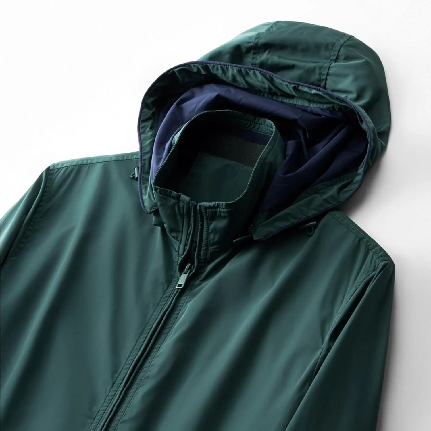 Mens Waterproof Rain Jacket Hooded Full Zip Trucker Jackets Regular Windprrof Raincoat Casual Outerwear for Men