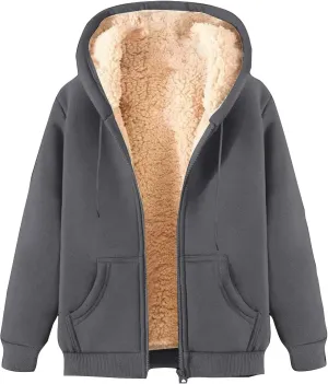 Men's Winter Coats Warm Fleece Lined Jackets with Pockets Hooded Sweatshirt Cashmere Casual Outerwear