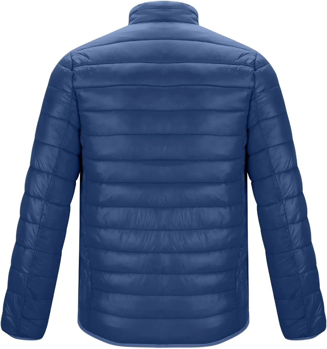 Mens Winter Puffer Jacket Full Zip Quilted Warm Packable Down Coats Lightweight Plus Size Puffy Stand Collar Jackets