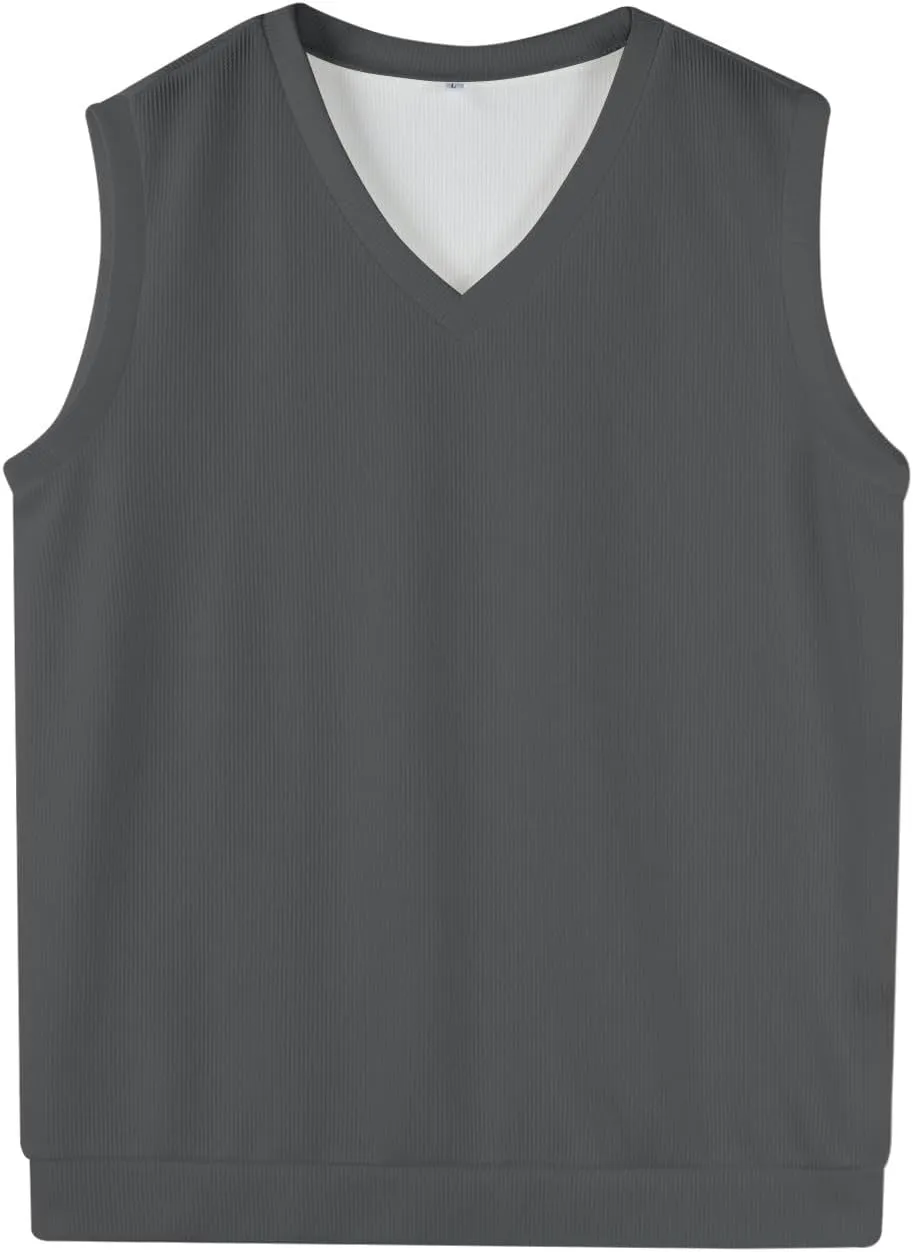Men's Wool Blended Vest Sweater Vest V Neck Sleeveless Sweater Slim Relaxed Fit Casual Knitted Pullover Sweater 2025