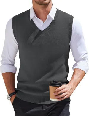 Men's Wool Blended Vest Sweater Vest V Neck Sleeveless Sweater Slim Relaxed Fit Casual Knitted Pullover Sweater 2025