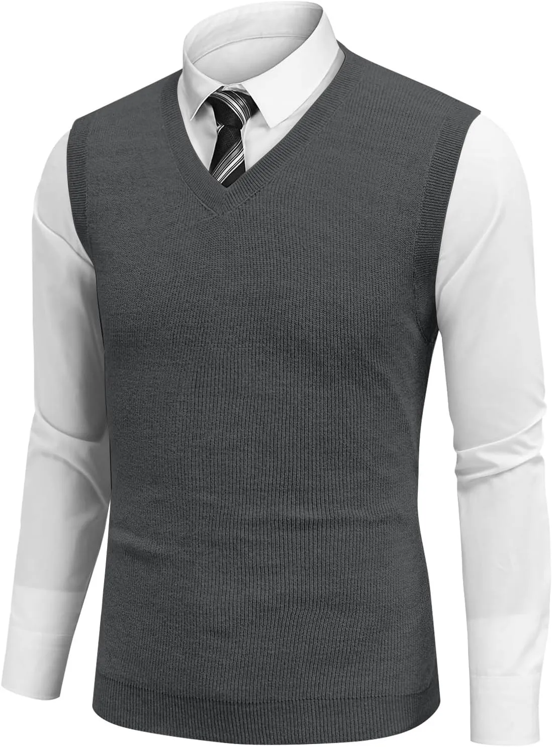 Men's Wool Blended Vest Sweater Vest V Neck Sleeveless Sweater Slim Relaxed Fit Casual Knitted Pullover Sweater 2025