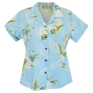 midnight baby blue hawaiian lady blouse