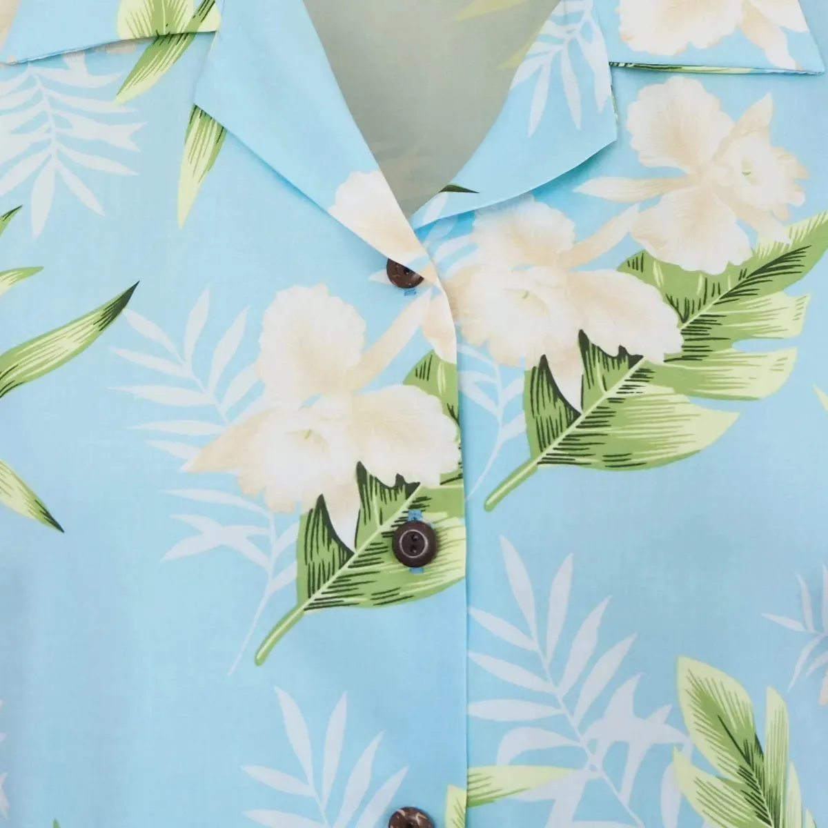 midnight baby blue hawaiian lady blouse