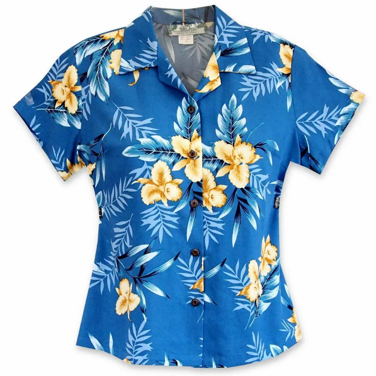 midnight blue hawaiian lady blouse