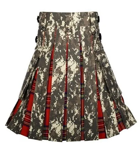 Military Digital Camo Utility Hybrid Kilt  Royal Stewart Tartan