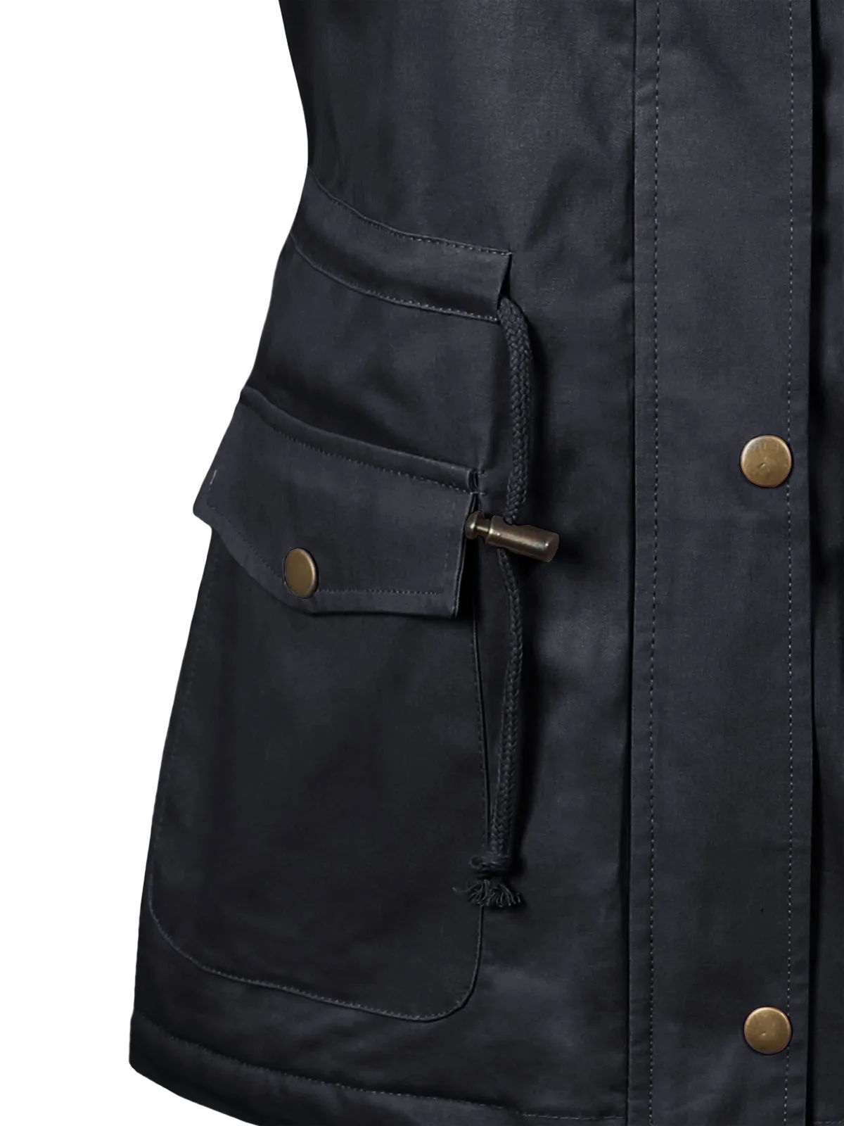 Military Soft Faux Lined Anorak Utility Hooded Jacket Vest
