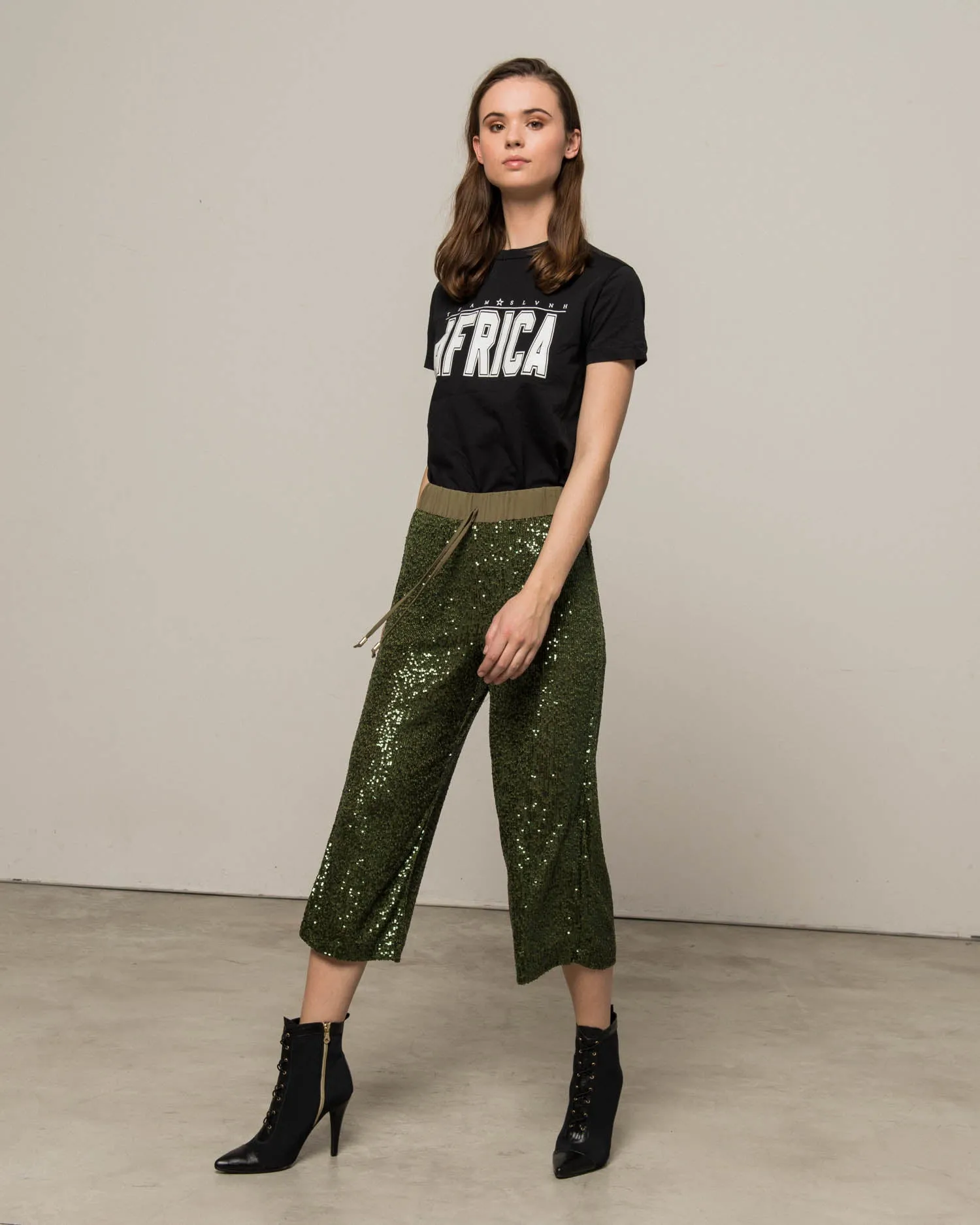 Military trousers with sequins
