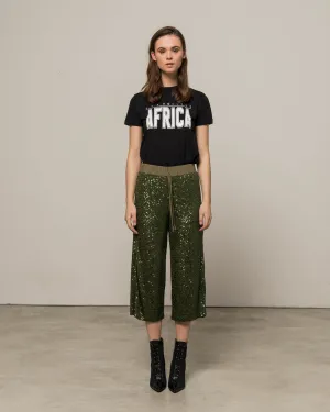 Military trousers with sequins