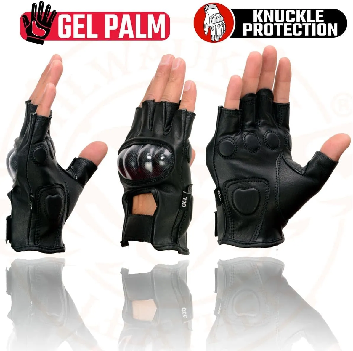 Milwaukee Leather Men's Leather Fingerless Gloves