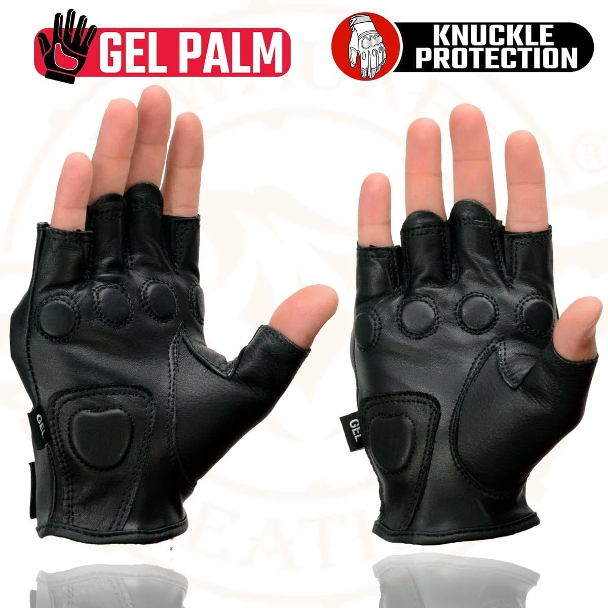 Milwaukee Leather Men's Leather Fingerless Gloves