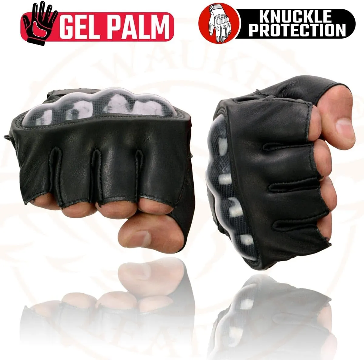 Milwaukee Leather Men's Leather Fingerless Gloves