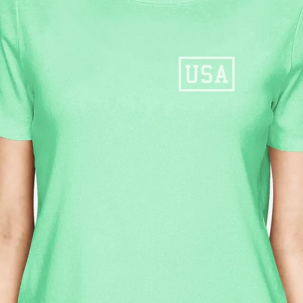 Mini USA Womens Trendy Design Cotton T-Shirt For Independence Day