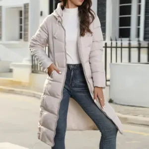 Modern Long Winter Parka with Hood and Zipper for Women | Ideal for Winter