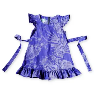 monstera cereus purple hawaiian girl flutter dress