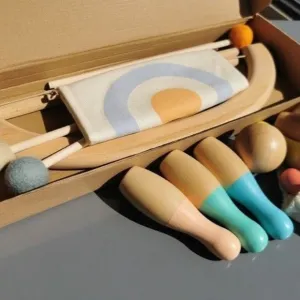 Montessori Outdoor Wooden Archery and Bowling Set