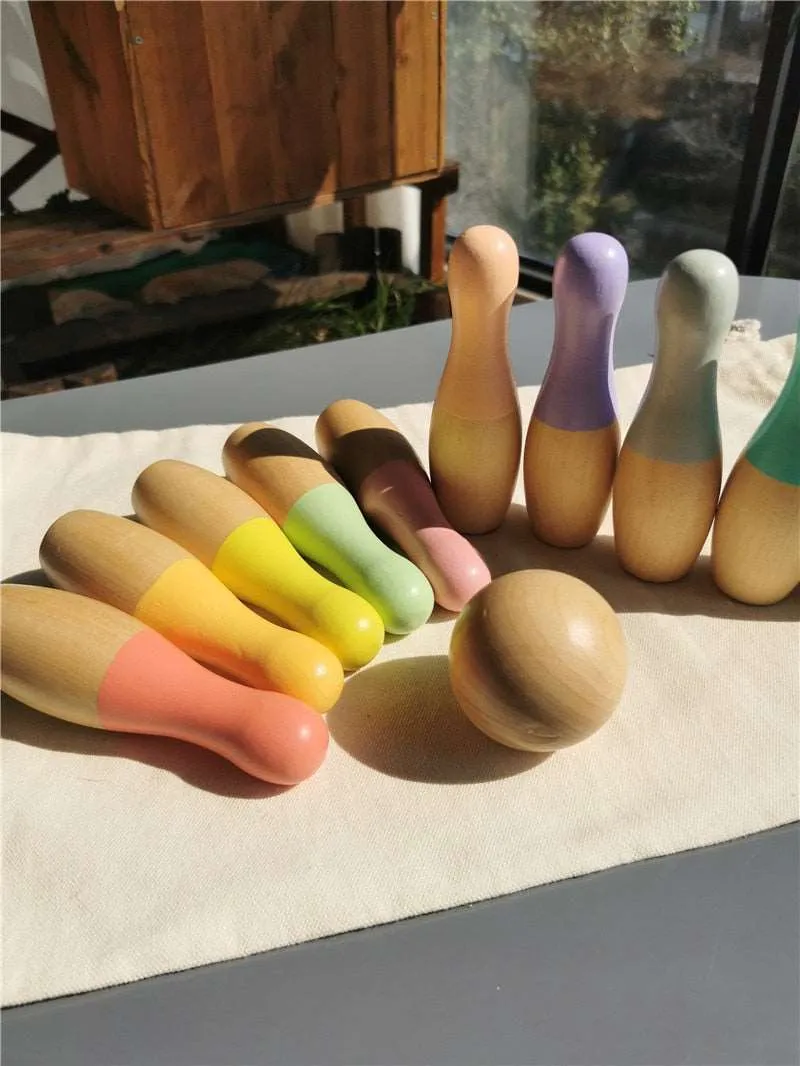 Montessori Outdoor Wooden Archery and Bowling Set