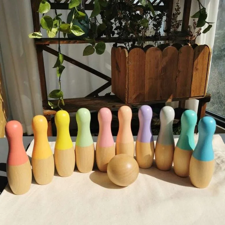 Montessori Outdoor Wooden Archery and Bowling Set
