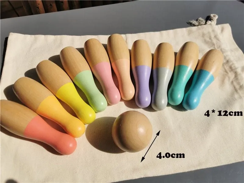 Montessori Outdoor Wooden Archery and Bowling Set